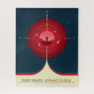 Deep Space Atomic Clock Poster, Red Version. Jigsaw Puzzle