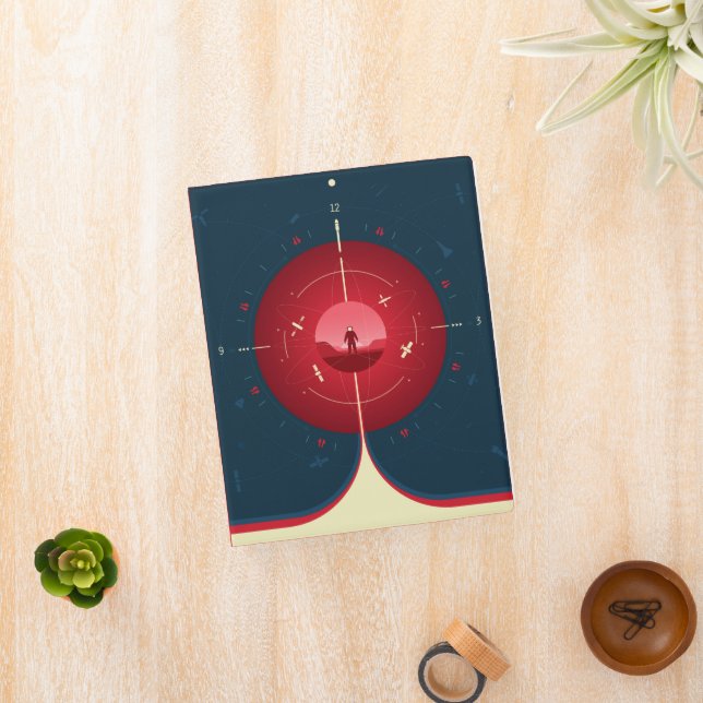 Deep Space Atomic Clock Poster, Red Version. Mini Binder (InSitu)