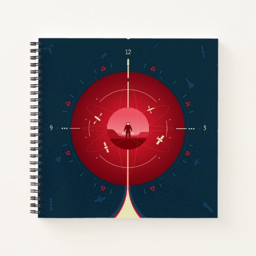 Deep Space Atomic Clock Poster Red Version Notebook