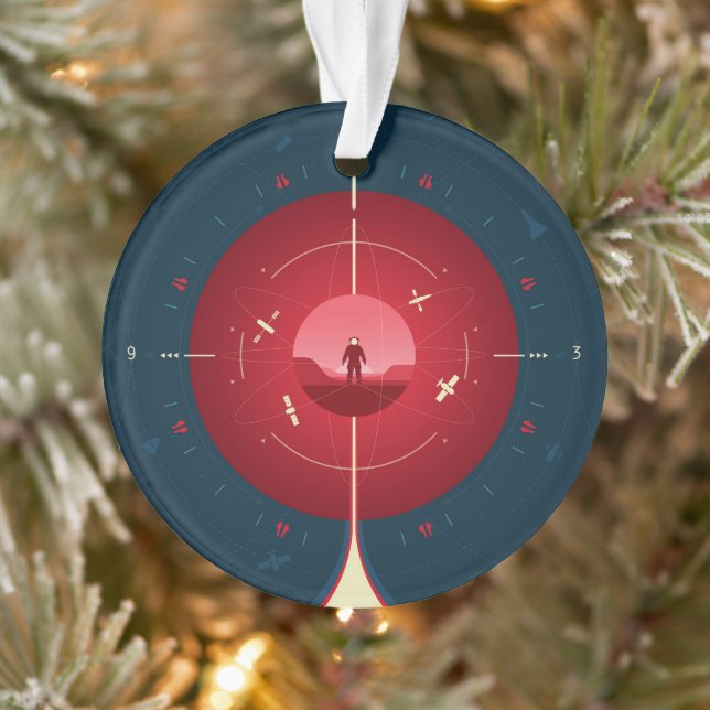 Deep Space Atomic Clock Poster, Red Version. Ornament (Tree)