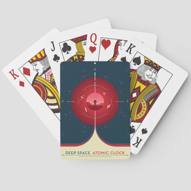 Deep Space Atomic Clock Poster, Red Version. Poker Cards (Back)