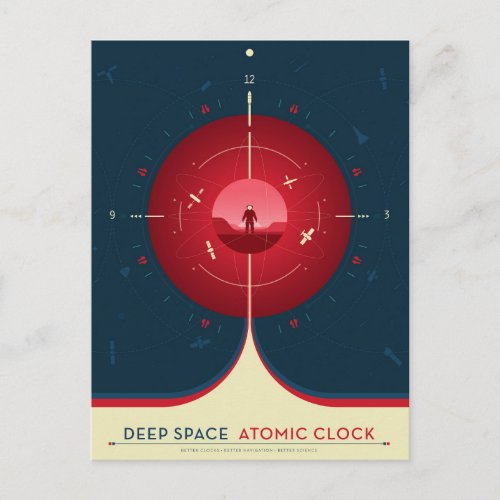 Deep Space Atomic Clock Poster Red Version Postcard