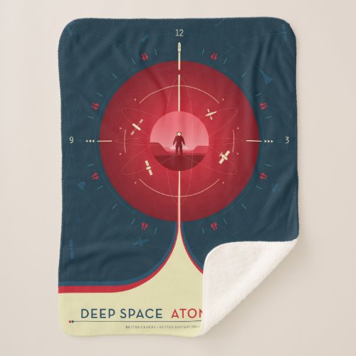 Deep Space Atomic Clock Poster Red Version Sherpa Blanket
