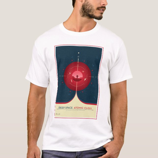 Deep Space Atomic Clock Poster, Red Version. T-Shirt (Front)