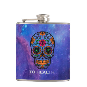 Deep Space Background & Floral Sugar Skull Flask