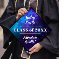  Deep Space Galaxy Name and Class Year Typography Graduation Cap Topper