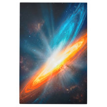 Deep Space Glowing Spiral Galaxy Cyan Orange