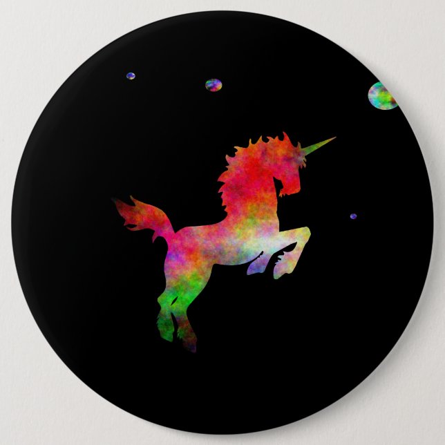 Deep Space Multi-hued Unicorn Pinback Button (Front)