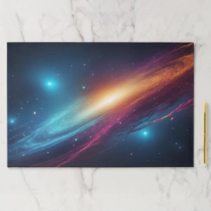 Deep Space Neon Abstract Fluid Galaxy Glowing Paper Pad