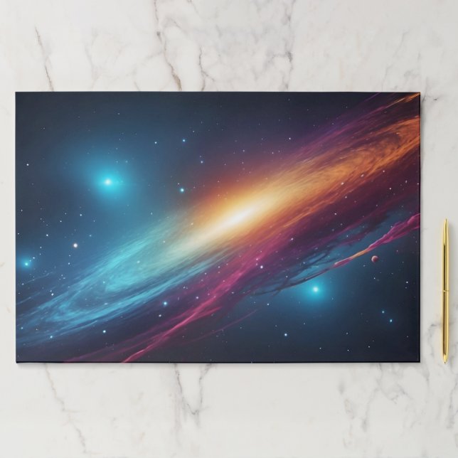 Deep Space Neon Abstract Fluid Galaxy Glowing Paper Pad (Insitu)