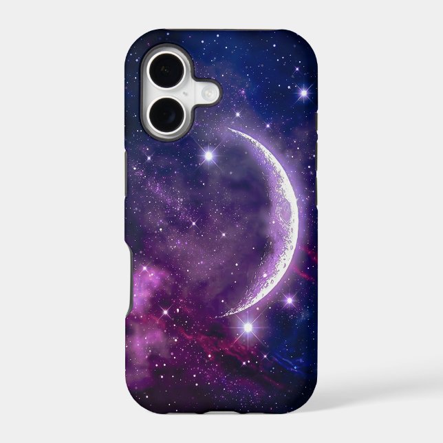 Deep Space Purple Nebula Crescent Moon Case-Mate iPhone Case (Back)