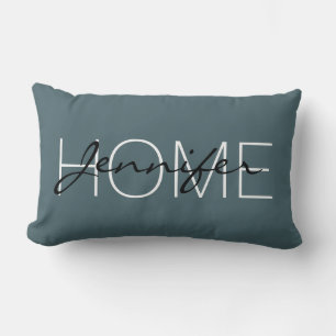 Deep Space Sparkle color home monogram Lumbar Pillow
