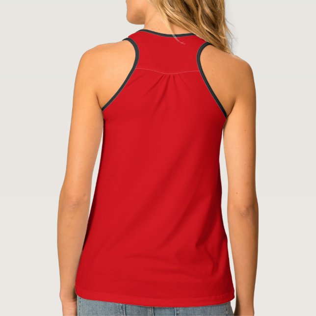 Deep Strawberry Red Solid Color Tank Top (Back)