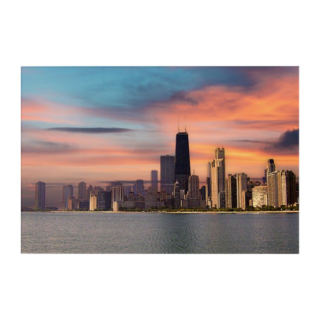 Deep Sunset Chicago Acrylic Print (Front)