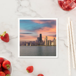 Deep Sunset Chicago  Napkins