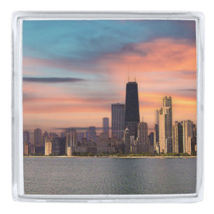 Deep Sunset Chicago Silver Finish Lapel Pin
