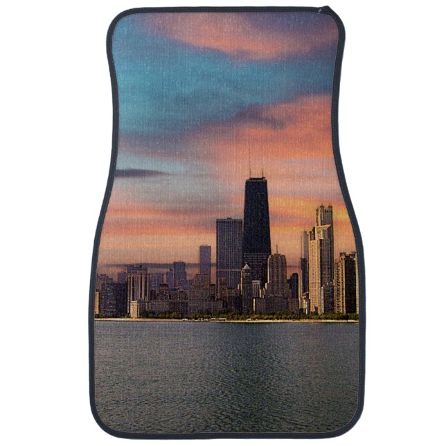 Deep Sunset Over Chicago Car Floor Mat (Front)