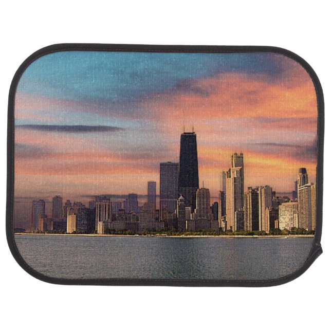 Deep Sunset Over Chicago Car Floor Mat (Rear)