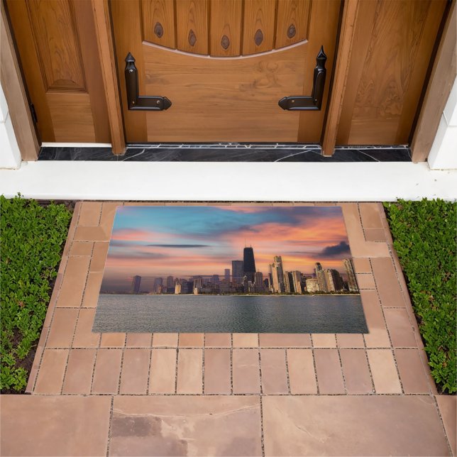 Deep Sunset over Chicago Doormat (Outdoor)
