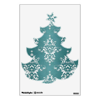 Deep Teal and White Christmas Tree Wall Decal