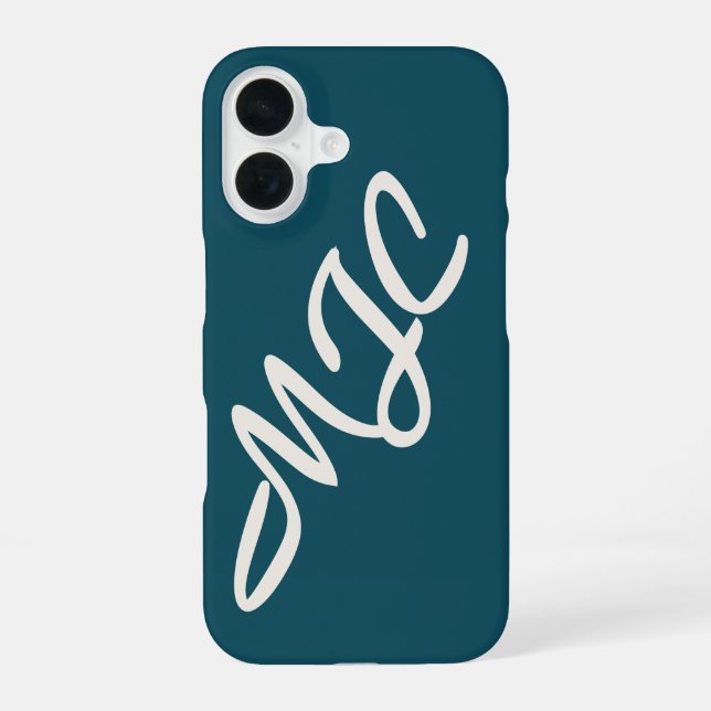 Deep Teal Blue Custom Monogram  iPhone Case (Back)