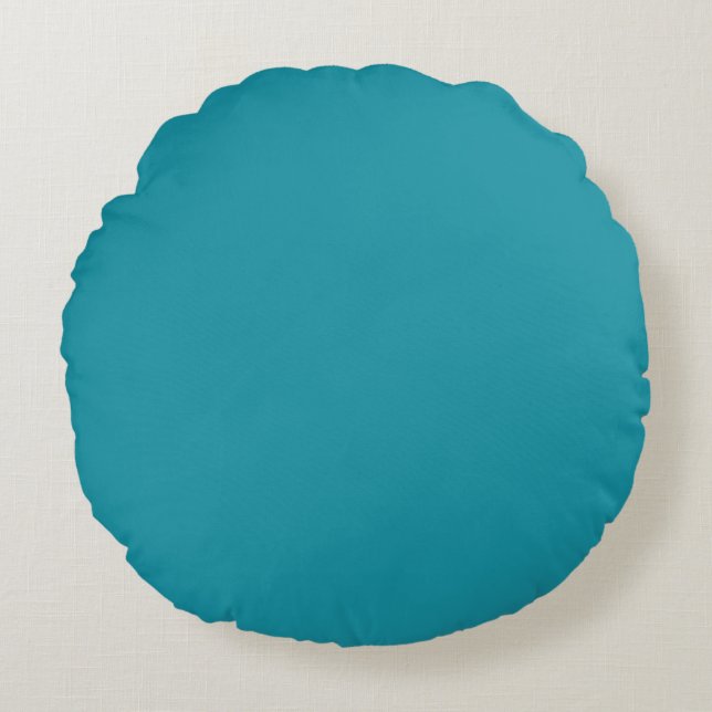 Deep Teal (Blue/Turquoise) Color Round Pillow (Front)