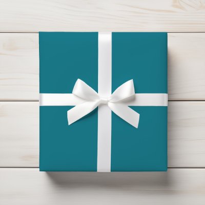 Deep Teal Blue Turquoise Peacock Solid Color Wrapping Paper