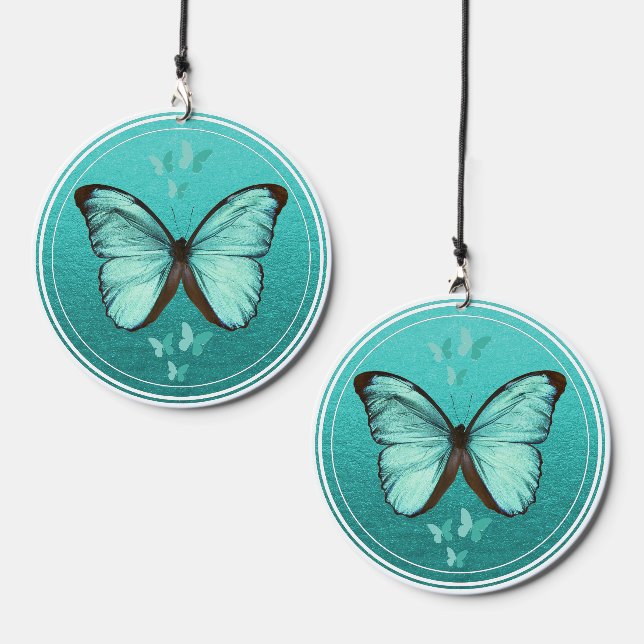 Deep Teal Butterflies  Wind Chime (Front & Back)
