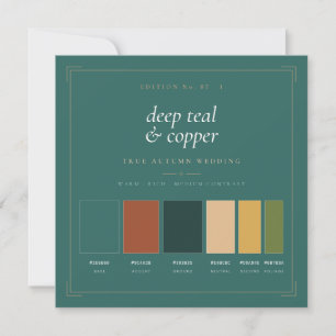 Deep Teal & Copper Wedding Color Palette Card