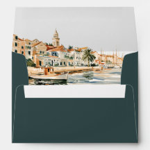 Deep Teal Dalmatian Coast Wedding Return Address 