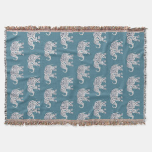 Deep Teal Elephant Throw Blanket
