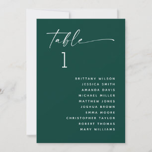 Deep Teal Green Wedding Seating Chart. Boho Forest Invitation