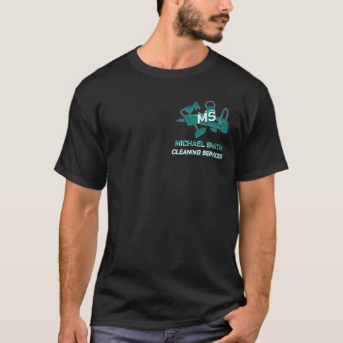  Deep Teal Maid Cleaning Services Logo Chic Black T_Shirt