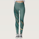 Deep Teal Marble Gold Veins Luxury Fit Hand Sewn Leggings<br><div class="desc">Bring elevated stone-luxe style to your everyday moves. These full-length leggings feature a rich deep-teal marble pattern with striking gold veining for a sleek, modern look that stands out in the studio, on a walk, or styled for streetwear. The all-over print creates a sculpted, high-end vibe from every angle, while...</div>