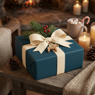 Deep Teal Nordic Winter Minimal Christmas Gift Wrapping Paper