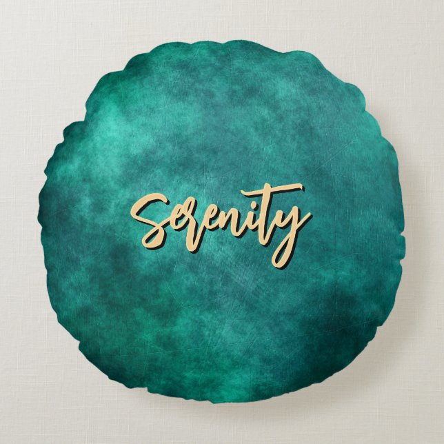 Deep Teal Serenity Round Pillow (Front)