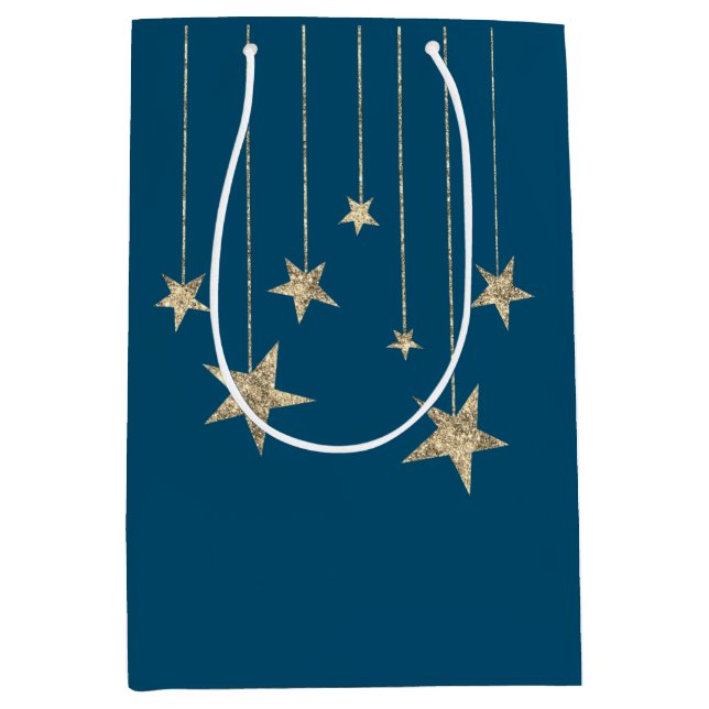 Deep Teal Silver Stars Wizard Gift Bag (Front)