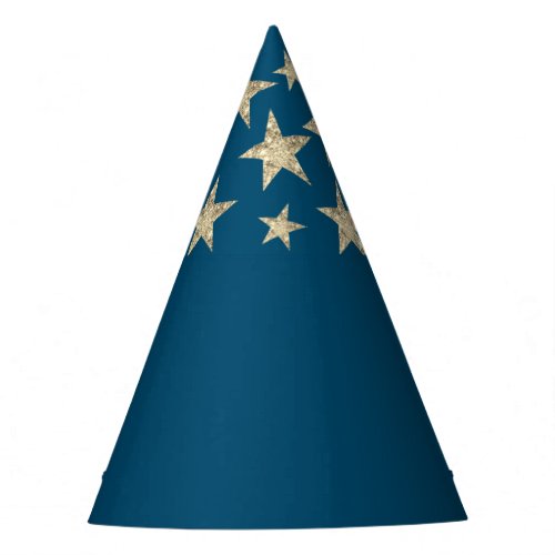 Deep Teal Silver Stars Wizard Party Hat