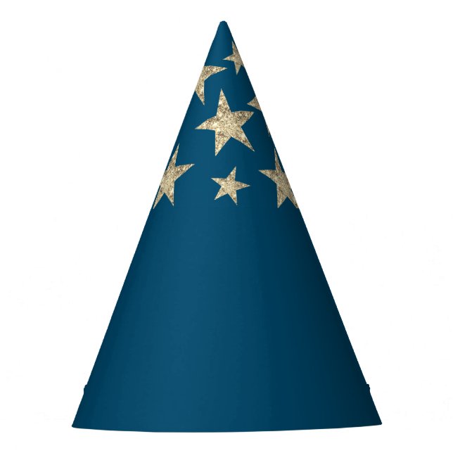 Deep Teal Silver Stars Wizard Party Hat (Front)