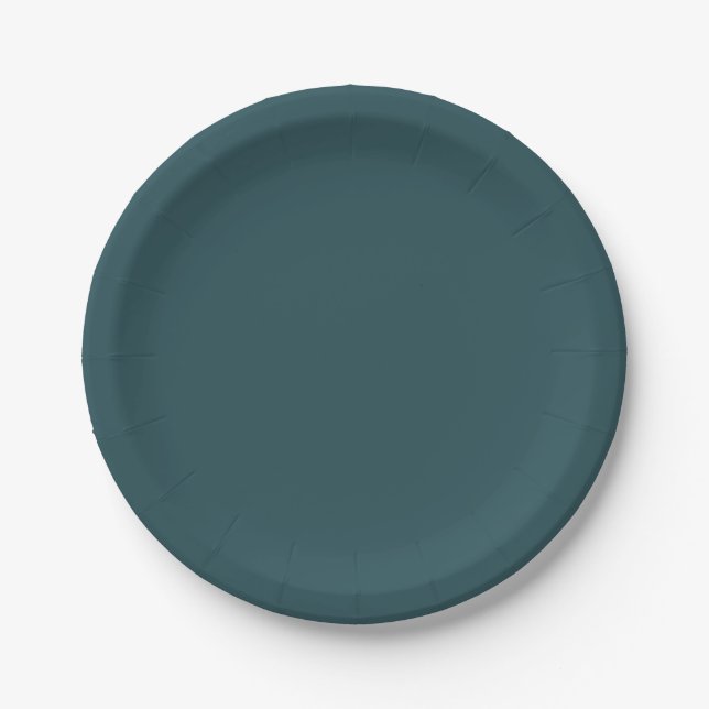 Deep Teal Solid Color Paper Plates (Front)