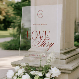 Deep Terracotta Red Welcome Wedding Acrylic Sign