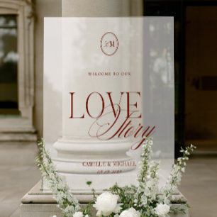 Deep Terracotta Red Welcome Wedding Frosted Acrylic Sign