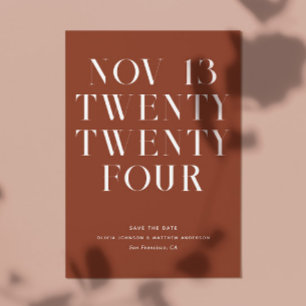 Deep Terracotta Wedding   Fall Minimalist Modern Save The Date