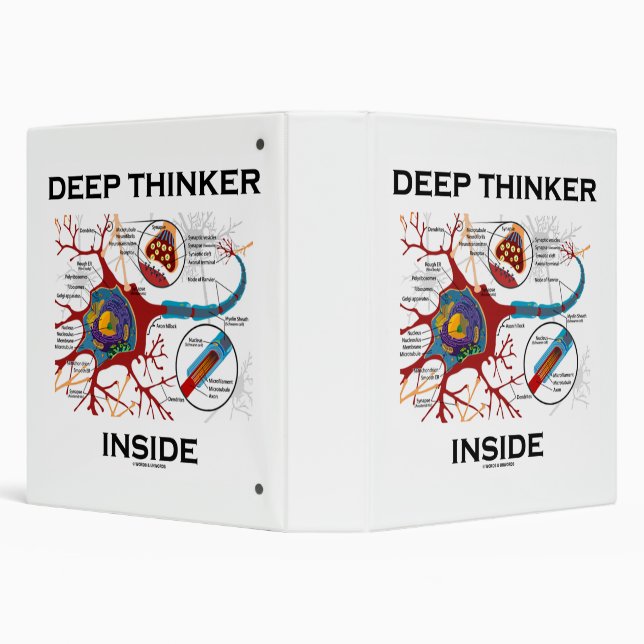 Deep Thinker Inside Neuron Synapse Geek Attitude 3 Ring Binder (Background)