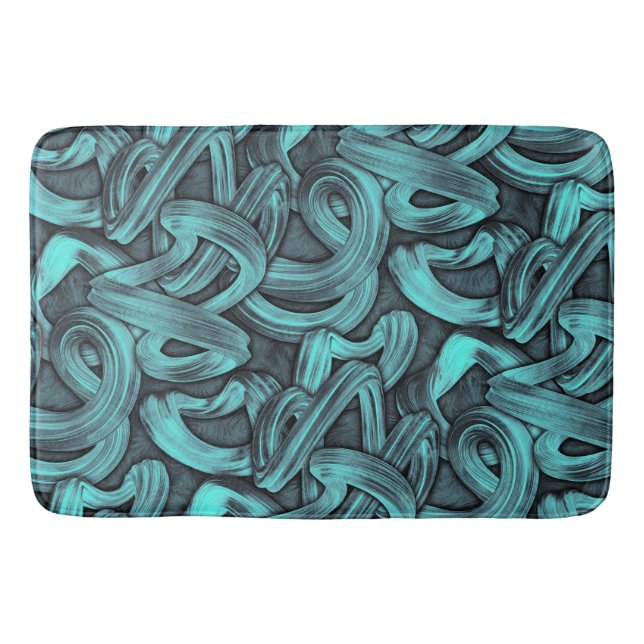 deep thought - black and teal : bath mat (Front)