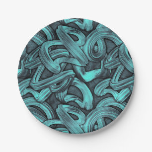 deep thought - black and teal : paper plates