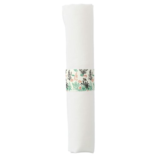 Deep Tropical Ocean Sea Coral Seashell Watercolor Napkin Bands