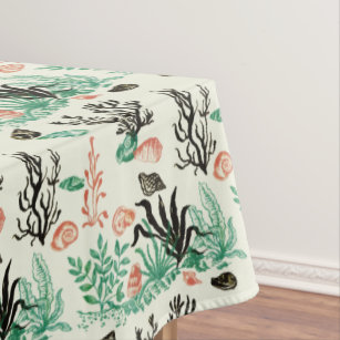 ALAZA Sea Turtle Starfish Shells Tablecloth Fabric Table Cover Rectangle Tablecloth 54 x 72 inch
