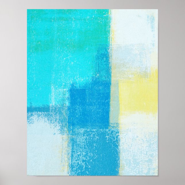'Deep' Turquoise Abstract Art Painting Poster (Front)