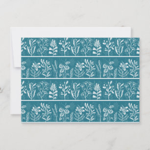 Deep Turquoise Blue Botanical Herbarium Plants Note Card